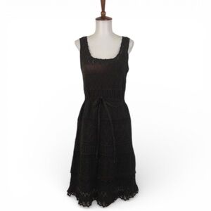 Cynthia Steffe Crochet Dress Women’s L Brown Scoop Neck‎ Sleeveless A-Line